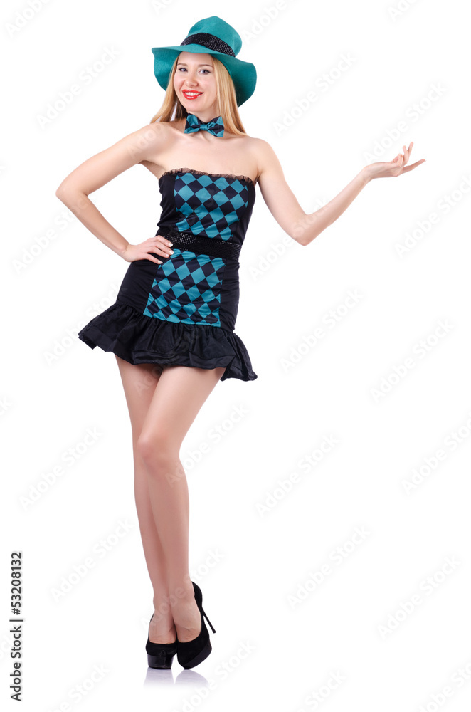 Young girl in saint patrick celebration concept Young girl in saint patrick celebration concept