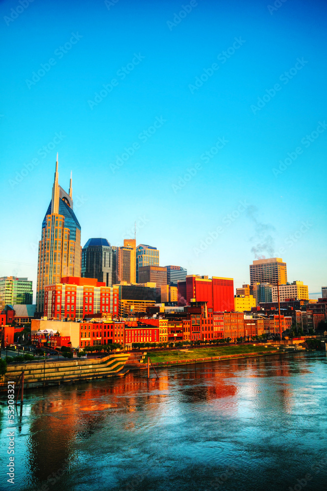 Downtown Nashville cityscape in the morning