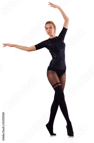 Woman dancing isolated on the white