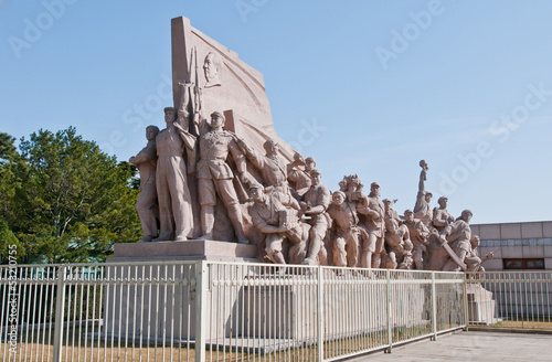 Statues in front of Mausoleum of Mao Zedong in Beijing, China photo