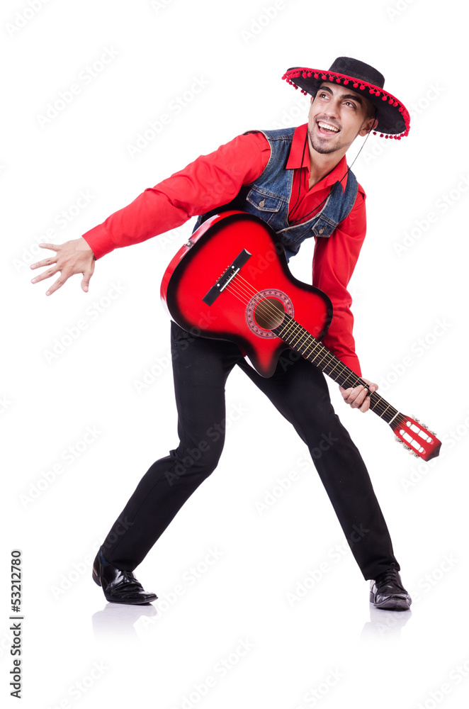 Guitar player isolated on the white Guitar player isolated on the white