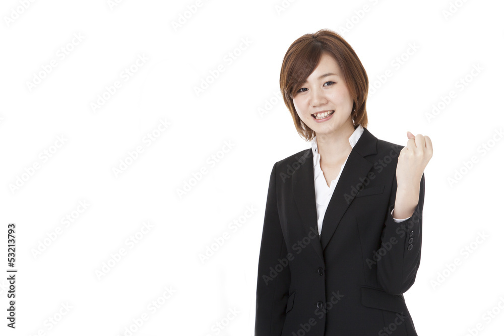 young business woman doing a guts pose young business woman doing a guts pose