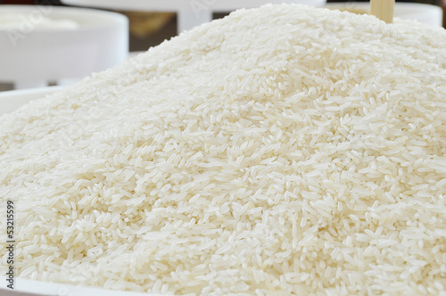 White long rice background, uncooked