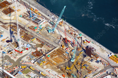 Construction site in aerial view © leungchopan