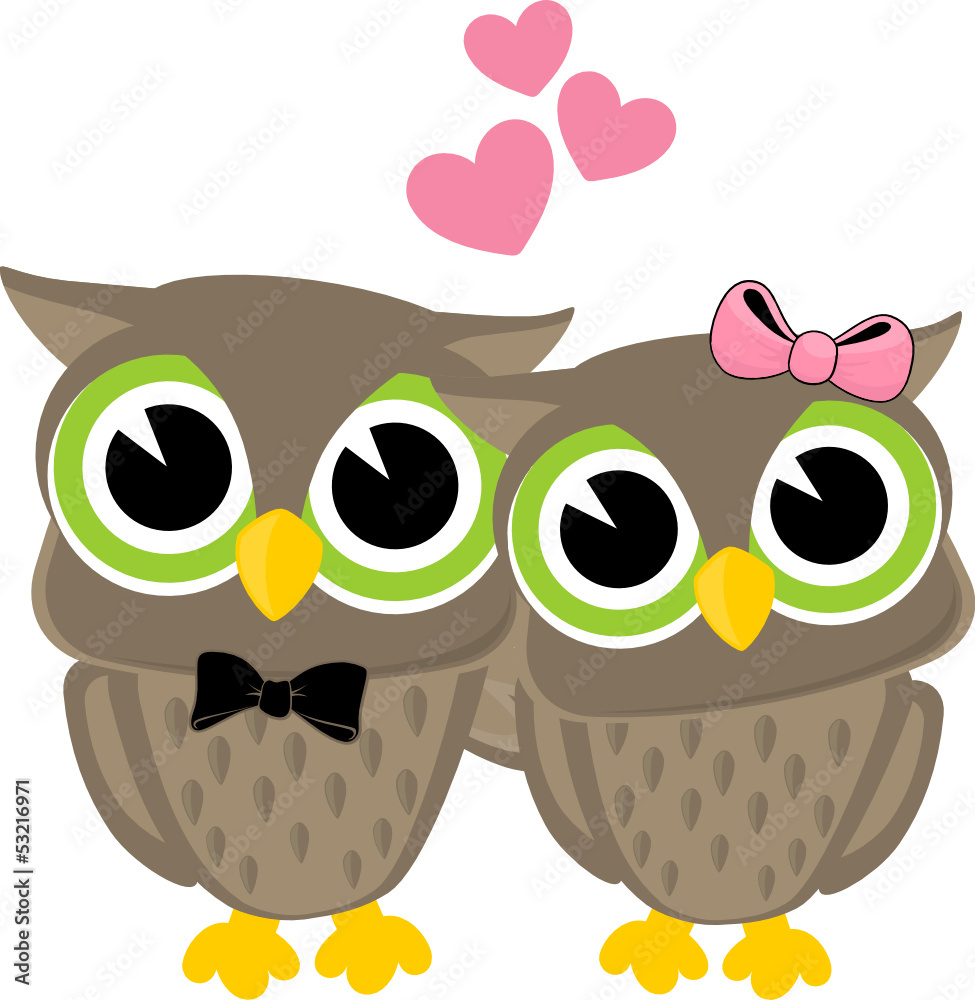 owl couple cartoon Stock Vector | Adobe Stock