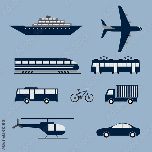 set of  9 transportation icons