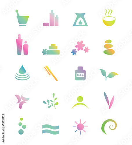 Wellness, spa, beauty and  nature vector icons sets.