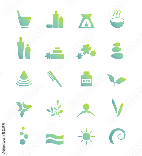 Wellness, spa, beauty and  nature vector icons sets