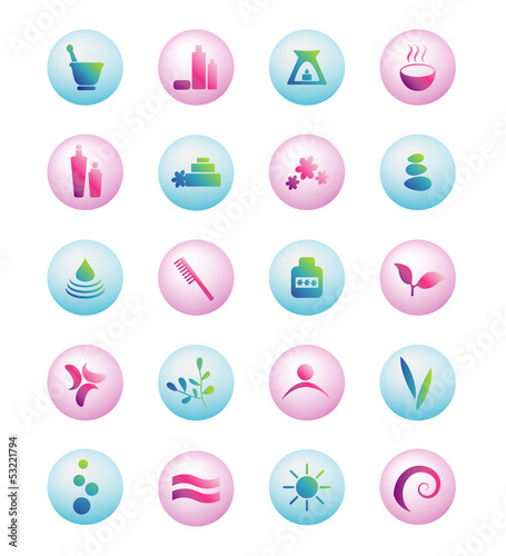 Wellness, spa, beauty and  nature vector icons sets