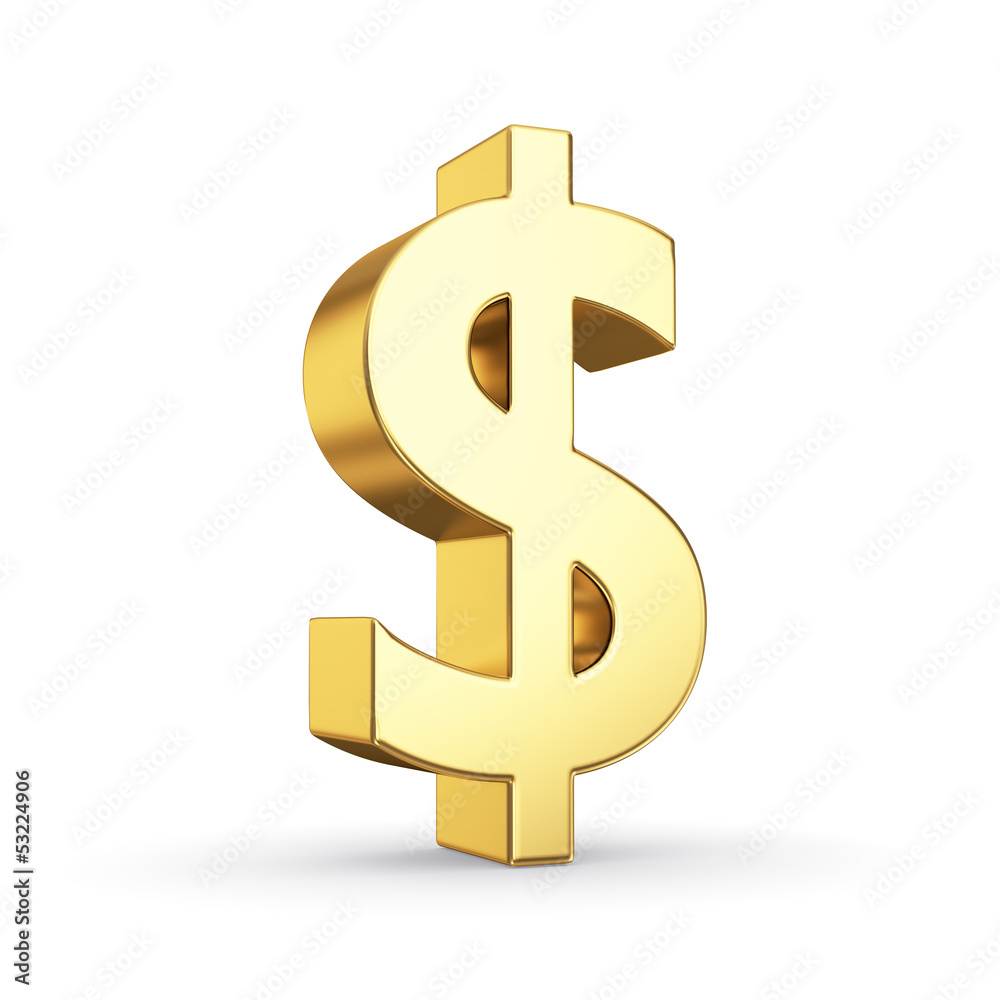 Golden currency symbol isolated on white with clipping path Golden currency symbol isolated on white with clipping path