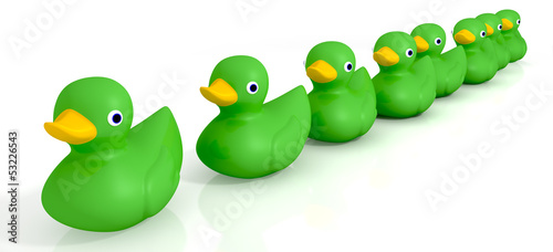 Fototapeta Naklejka Na Ścianę i Meble -  Your Toy Rubber Ducks In A Row