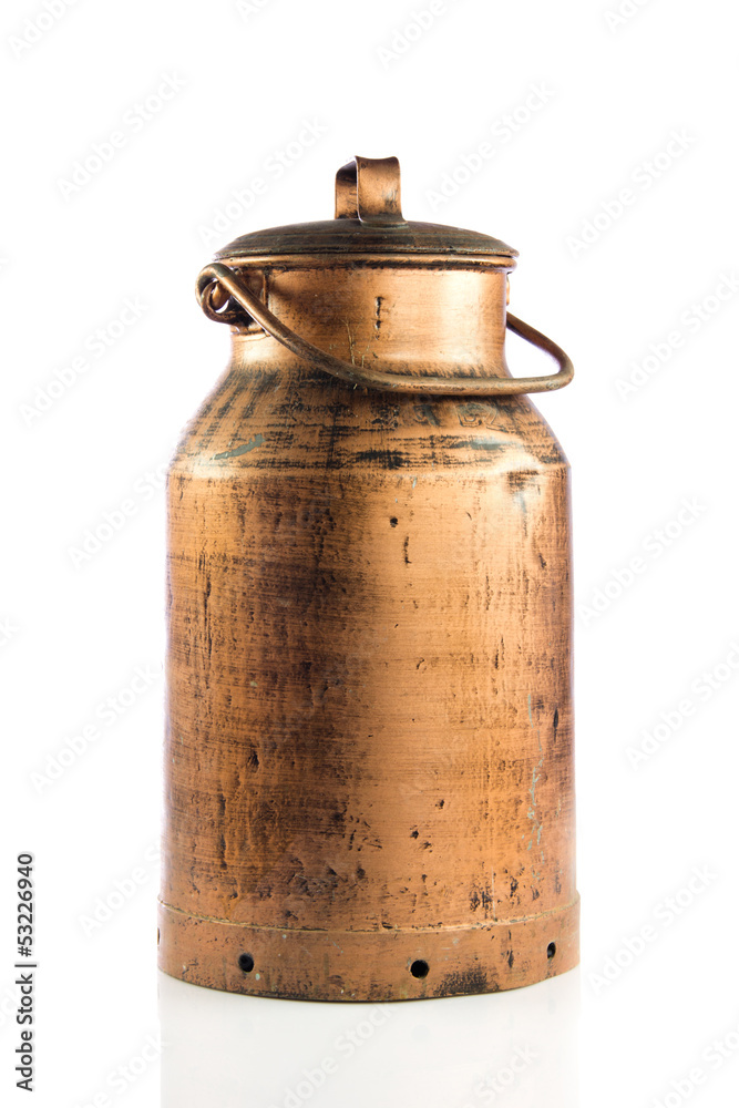 old metallic can isolated on white background