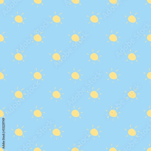 Seamless vector pattern yellow sun sky blue background
