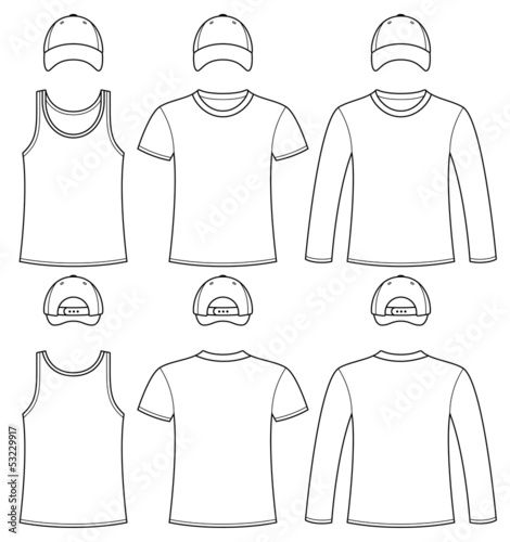 Singlet, T-shirt, Long-sleeved T-shirt and Cap template