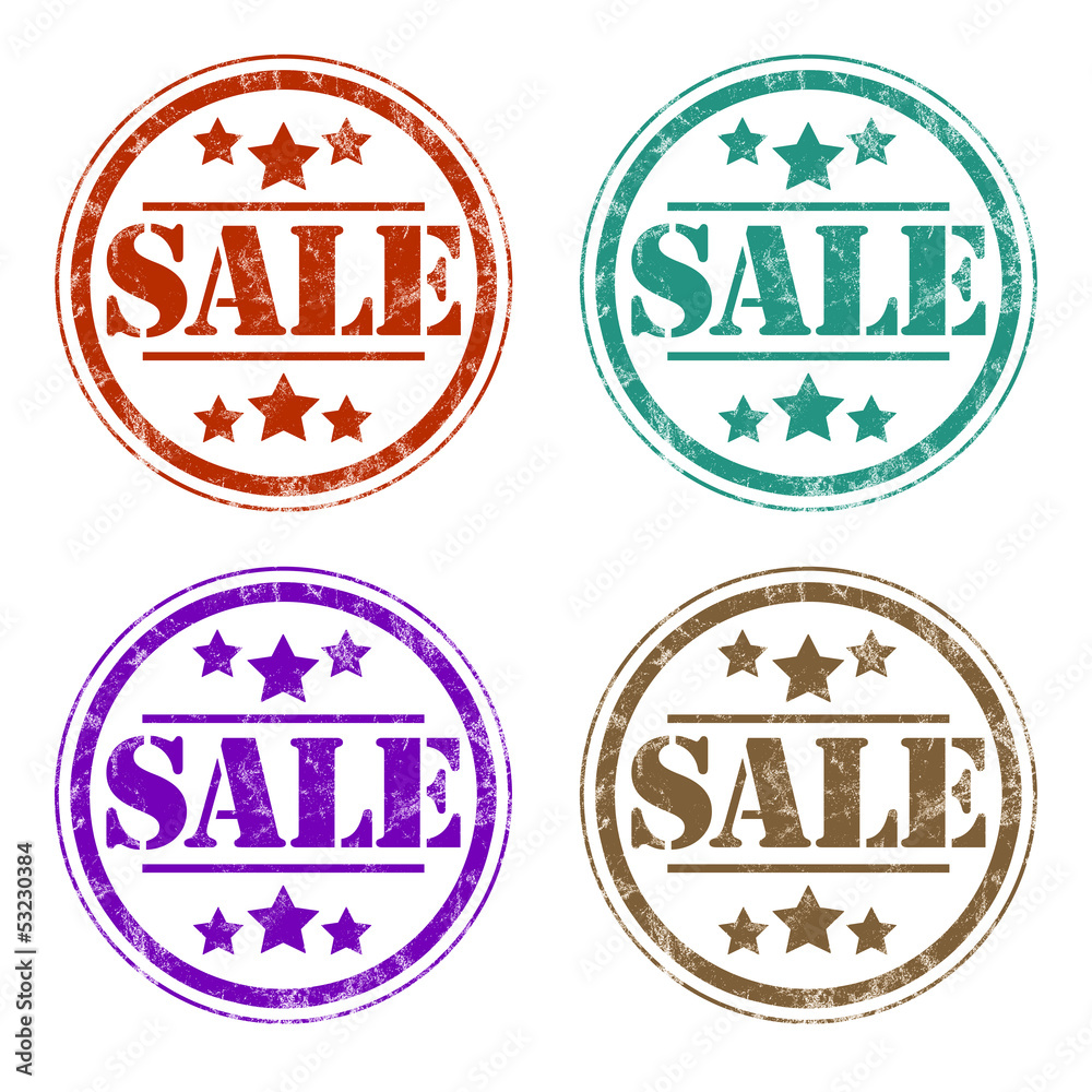Four coloured sale stamps