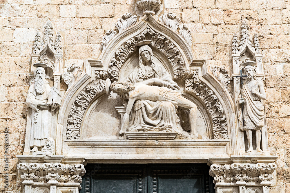 Baroque artistic and architectural detail in Dubrovnik