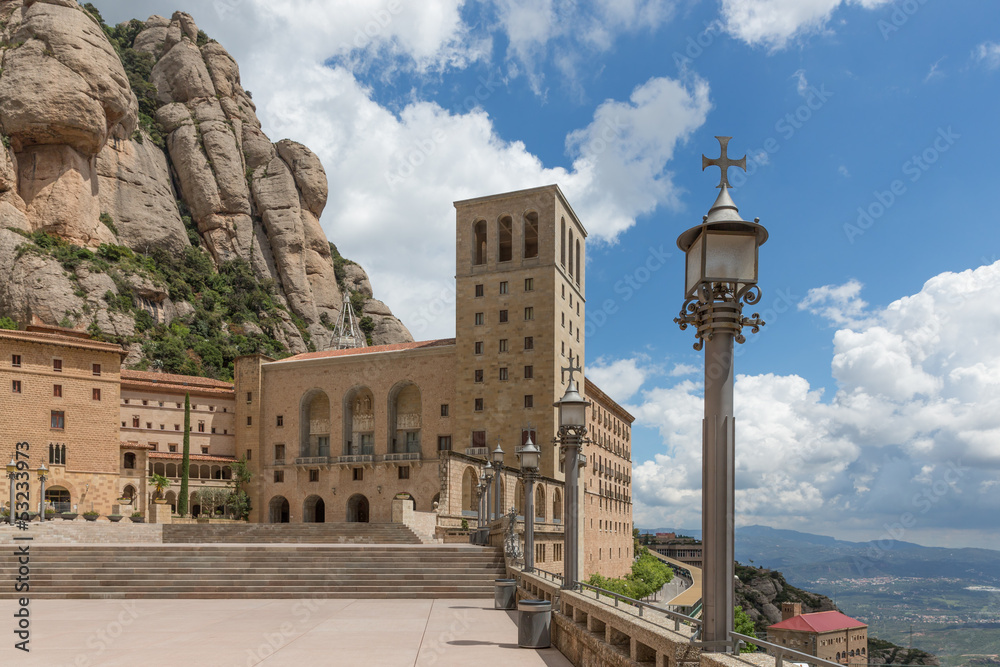 Overview Santa Maria de Montserrat monastery. Catalonia, Spain.