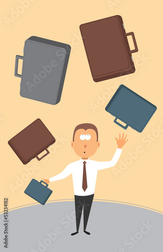 Businessman juggling with briefcases