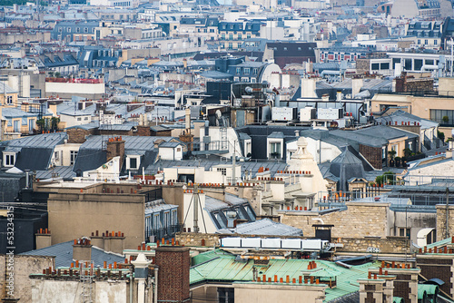 Paris rooftops aerial view, France