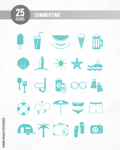 Summertime icons  turquoise