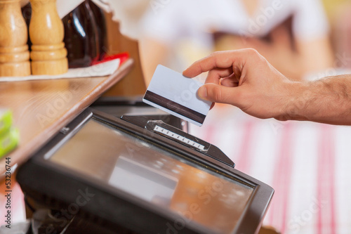 Close-up of cashier hands
