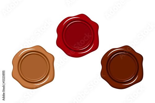 Three wax seals. Vector illustration.
