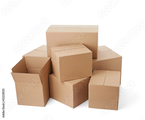 cardboard box package moving transportation delivery stack