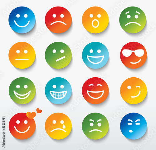 Set of faces with various emotion expressions.