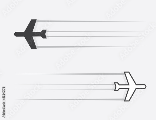 Isolated airplane silhouette gliding through the air