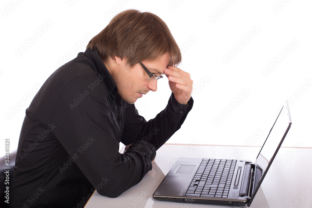 Tired business man thinking about a concept Tired business man thinking about a concept
