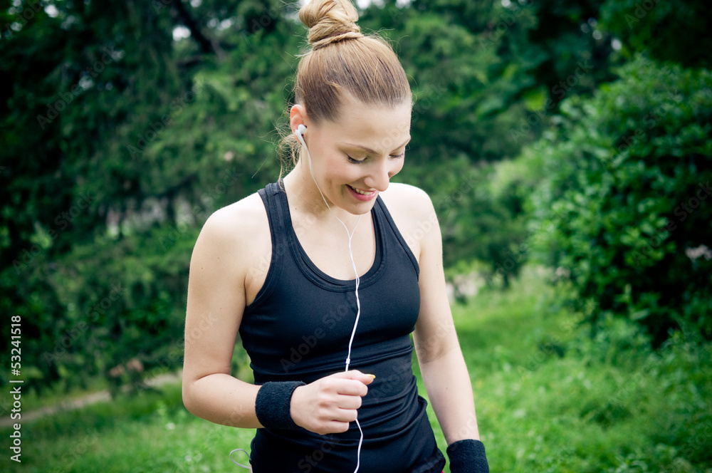 Jogging and enjoying music Jogging and enjoying music