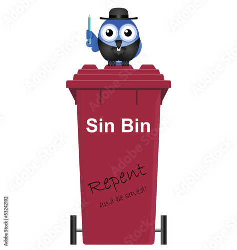 Comical Red Sin Bin and Vicar