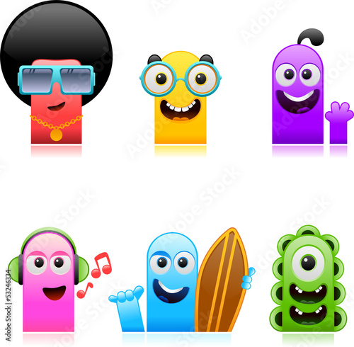 happy cute monsters set 1