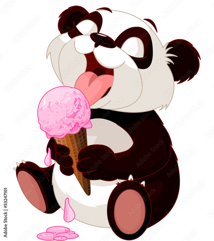Obraz premium Panda eating ice cream