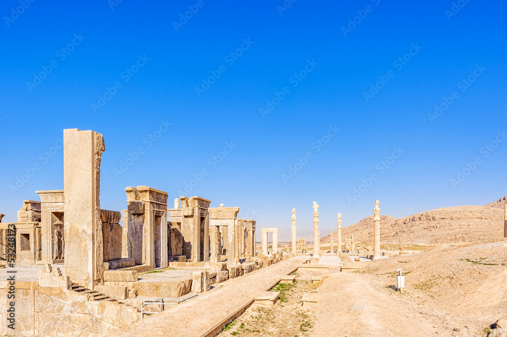 Apadana palace of Persepolis in Shiraz, Iran.