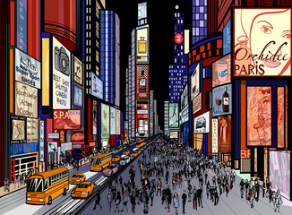 Poster Art Studio Times Square in New York bei Nacht  © Isaxar