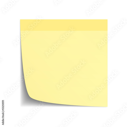 Yellow Stick Note on white background