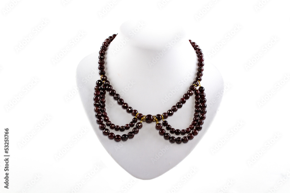 natural stone beads necklace on a stand natural stone beads necklace on a stand