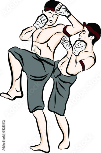 hand drawn Thai martial arts and muay thai boran 