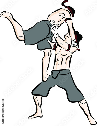 hand drawn Thai martial arts and muay thai boran 