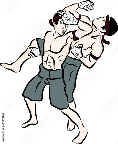 hand drawn Thai martial arts and muay thai boran 