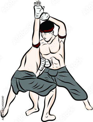 hand drawn Thai martial arts and muay thai boran 
