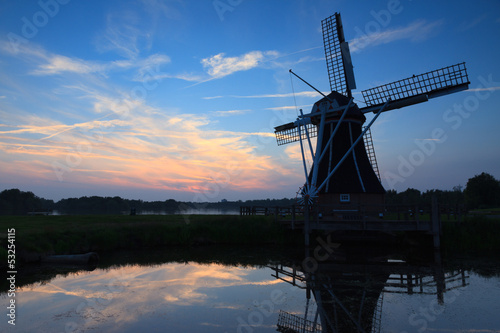 Dutch windmill sunset