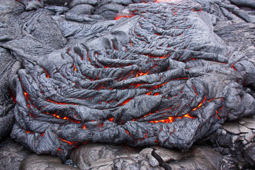 Fototapete Vulkan Basaltic lava flow solidifying slowly  © siimsepp