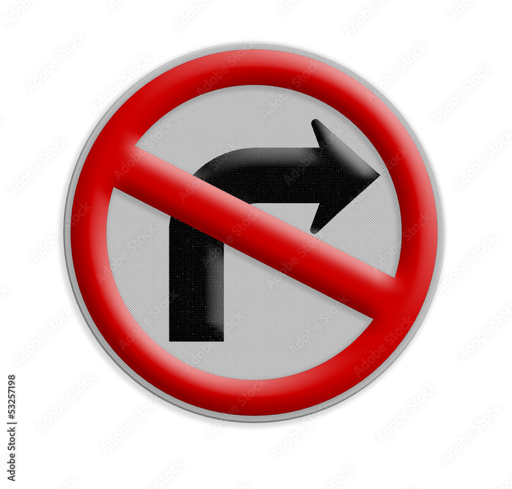 Road sign don't turn left isolate on white background, Part of a Road sign don't turn left isolate on white background, Part of a