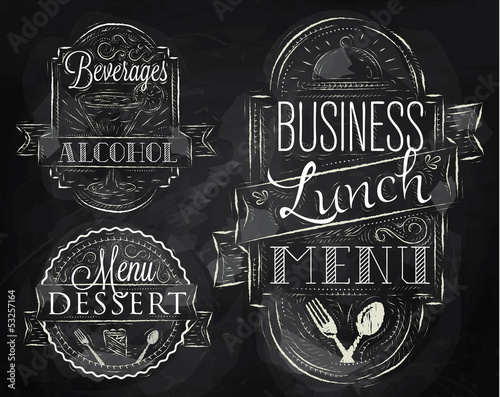 Elements on the theme of the restaurant business lunch