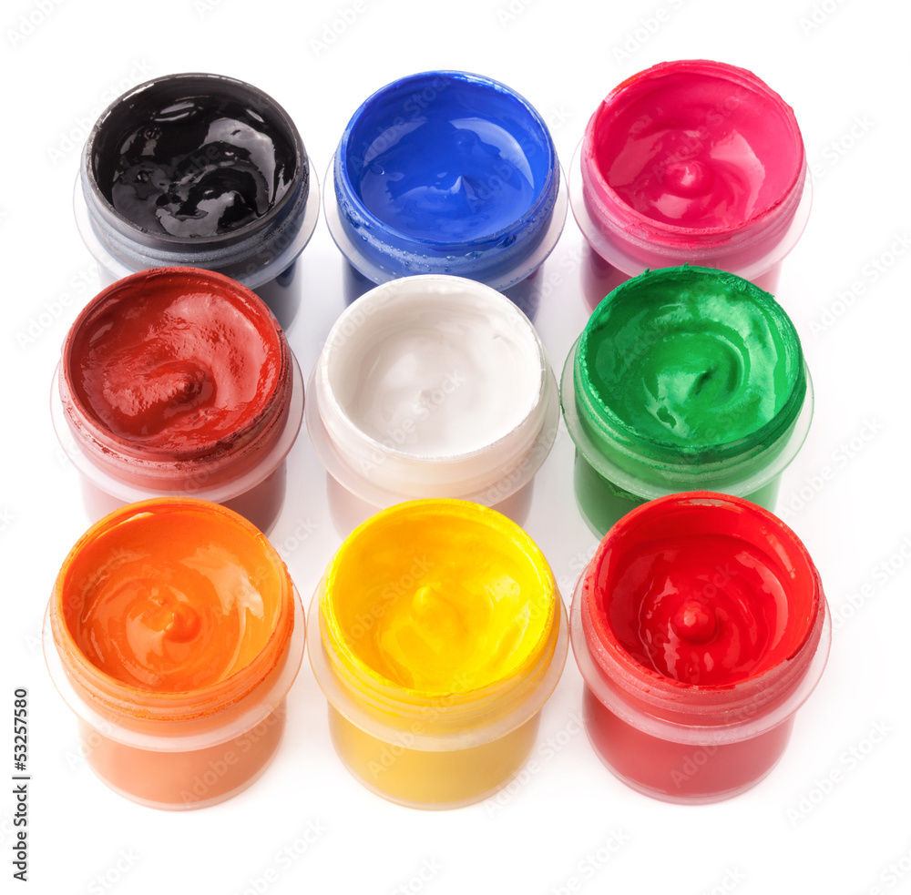 Multicolored Paint Cans isolated on white background Multicolored Paint Cans isolated on white background