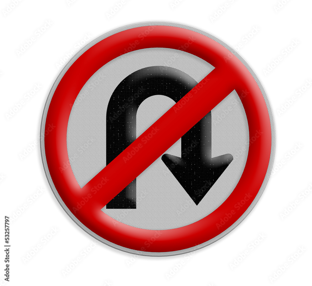 No U-turn road sign, Part of a series. No U-turn road sign, Part of a series.