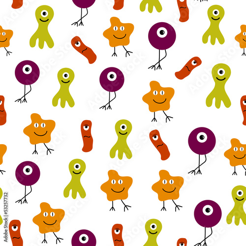 cartoon monsters seamless pattern