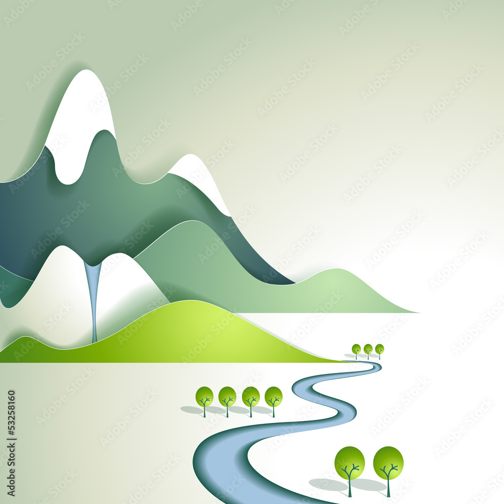 Fototapeta premium Paper mountain landscape